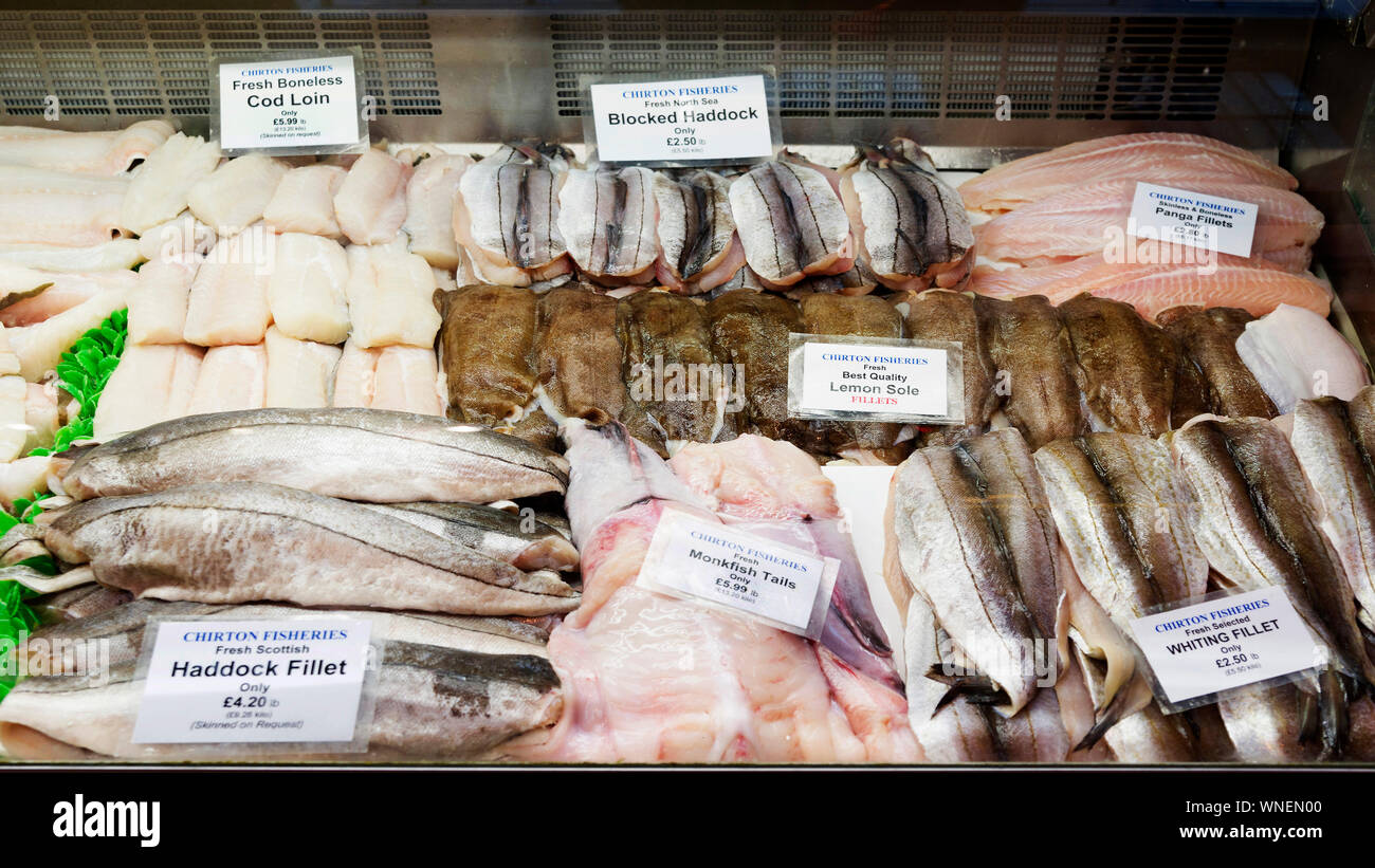 Fish Prices, Grainger Market, Newcastle, 2012 Stock Photo