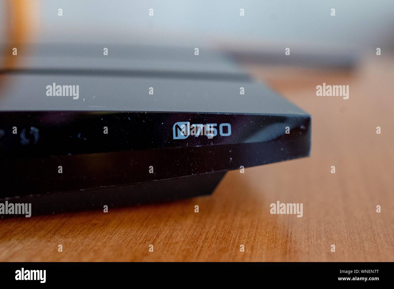 Close-up of logo for N750 router from Chinese networking equipment  manufacturer TP Link on light wooden surface, August 27, 2019 Stock Photo -  Alamy