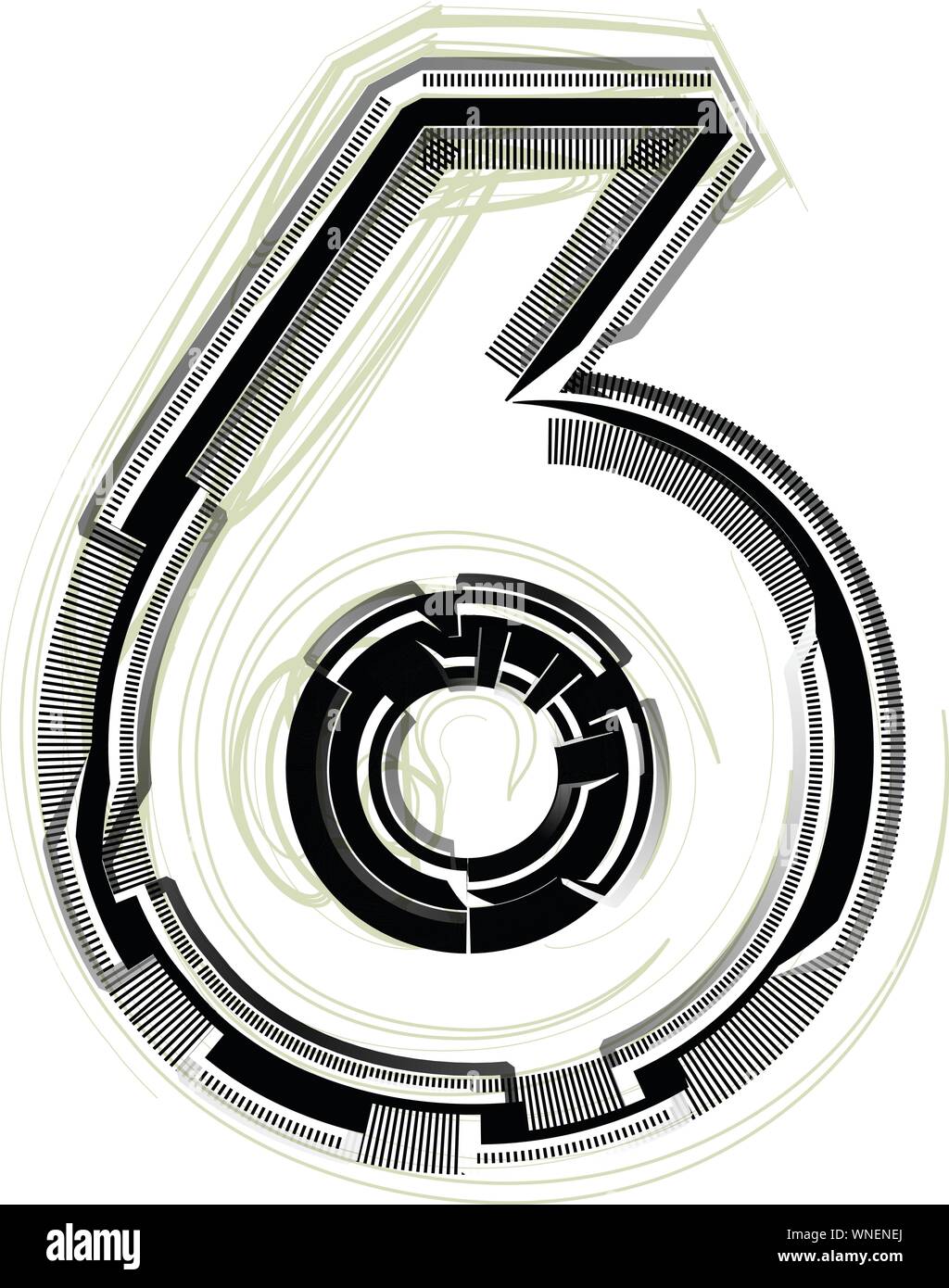 technological font. Number 6 Stock Vector Image & Art - Alamy