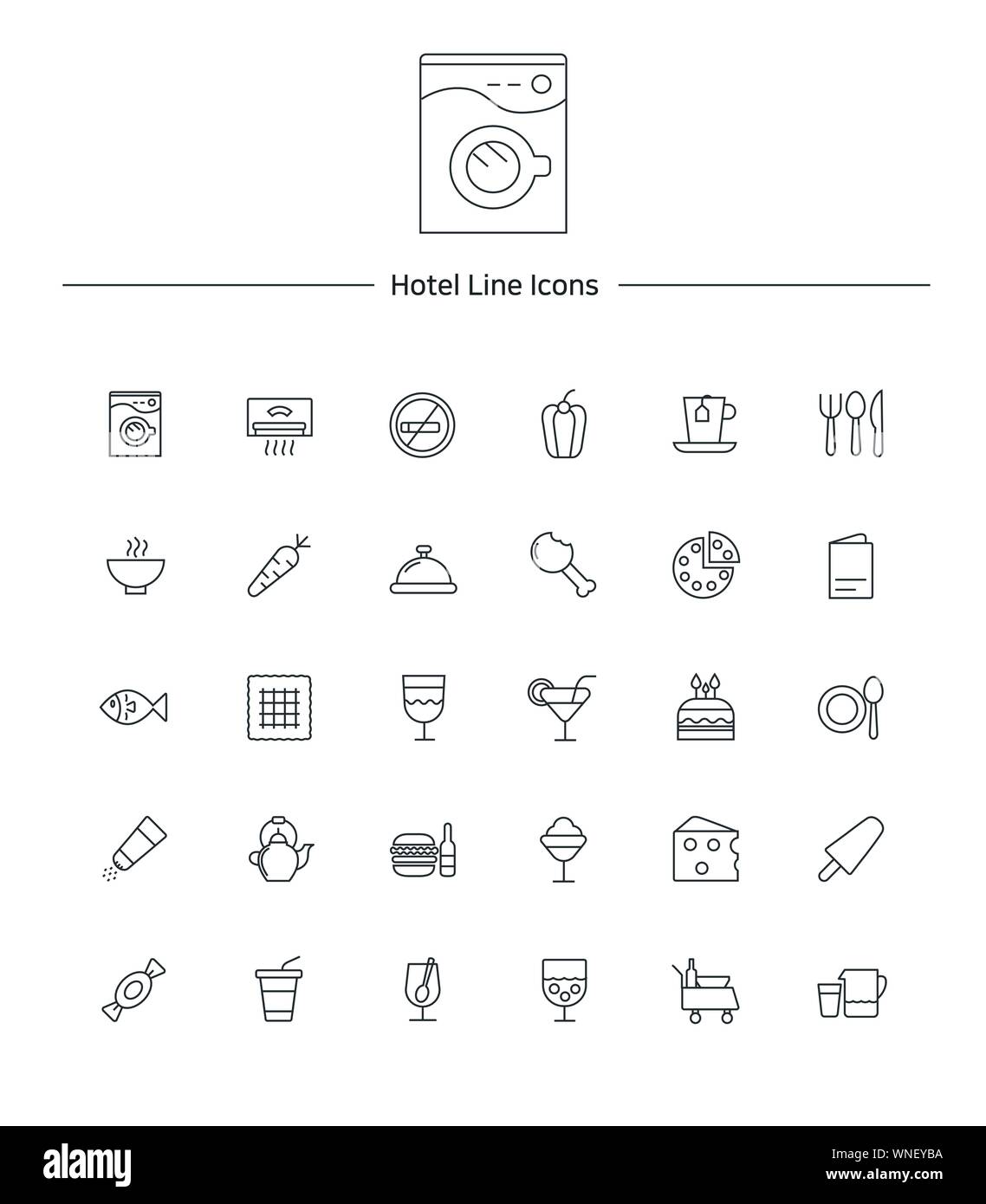 Hotel service line icon sets illustration 004 Stock Vector