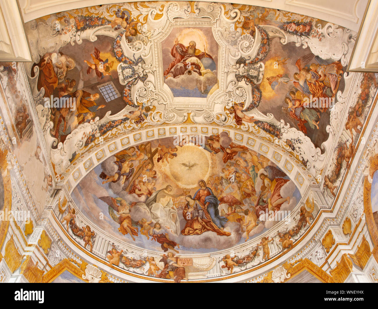 CATANIA, ITALY - APRIL 8, 2018: The glory of Santa Agata fresco from presbytery in church Chiesa di Sant'Agata al Borgo by Giovanni Lo Coco. Stock Photo