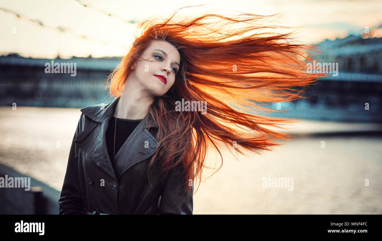Woman hair blowing in wind hi-res stock photography and images - Alamy