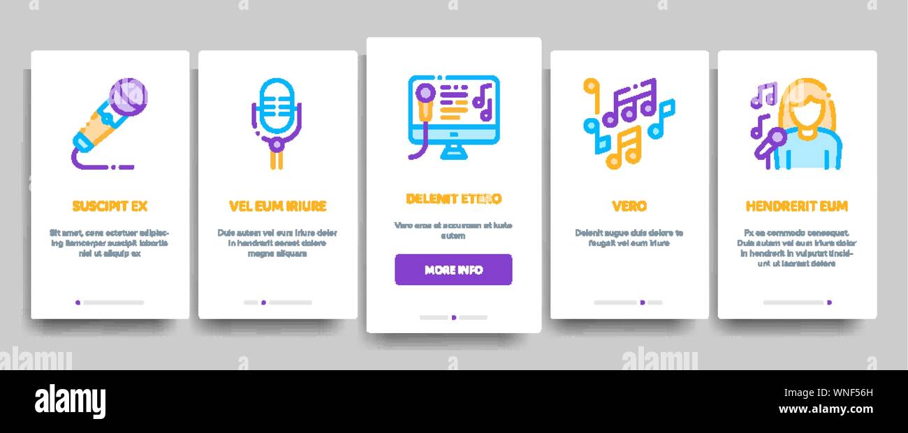 Singing Song Elements Vector Onboarding Stock Vector