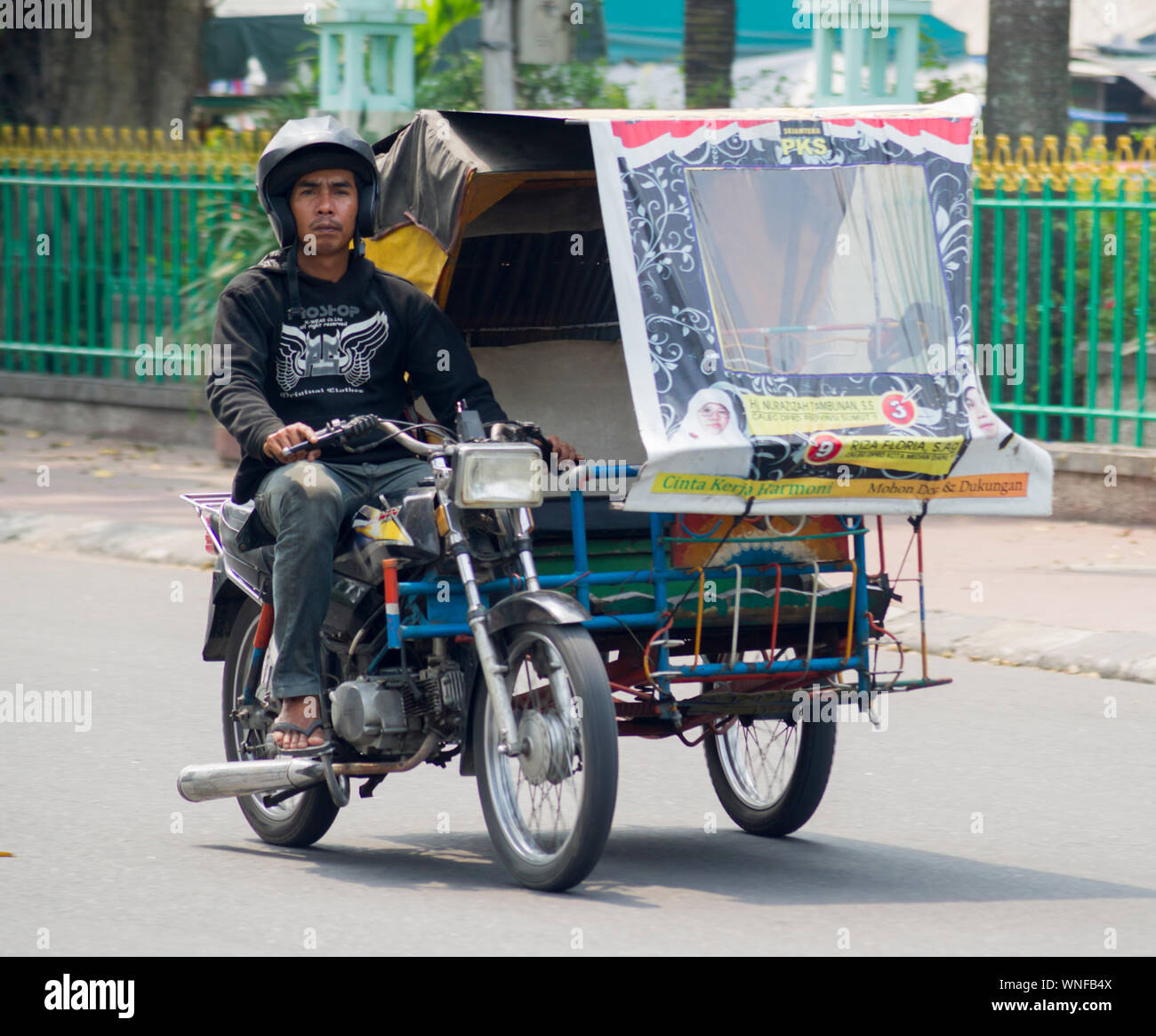 Becak Motor, Medan, Sumatra, Indonesia Stock Photo