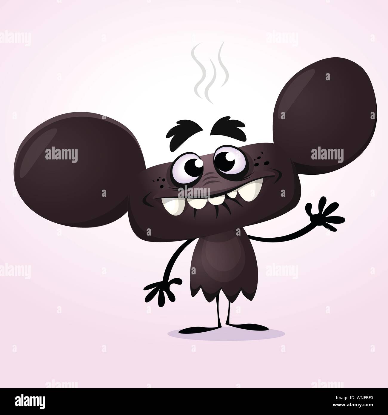 Cute Black Cartoon Monster. Halloween Vector Monster Character With Big Ears  Presenting Stock Vector Image & Art - Alamy