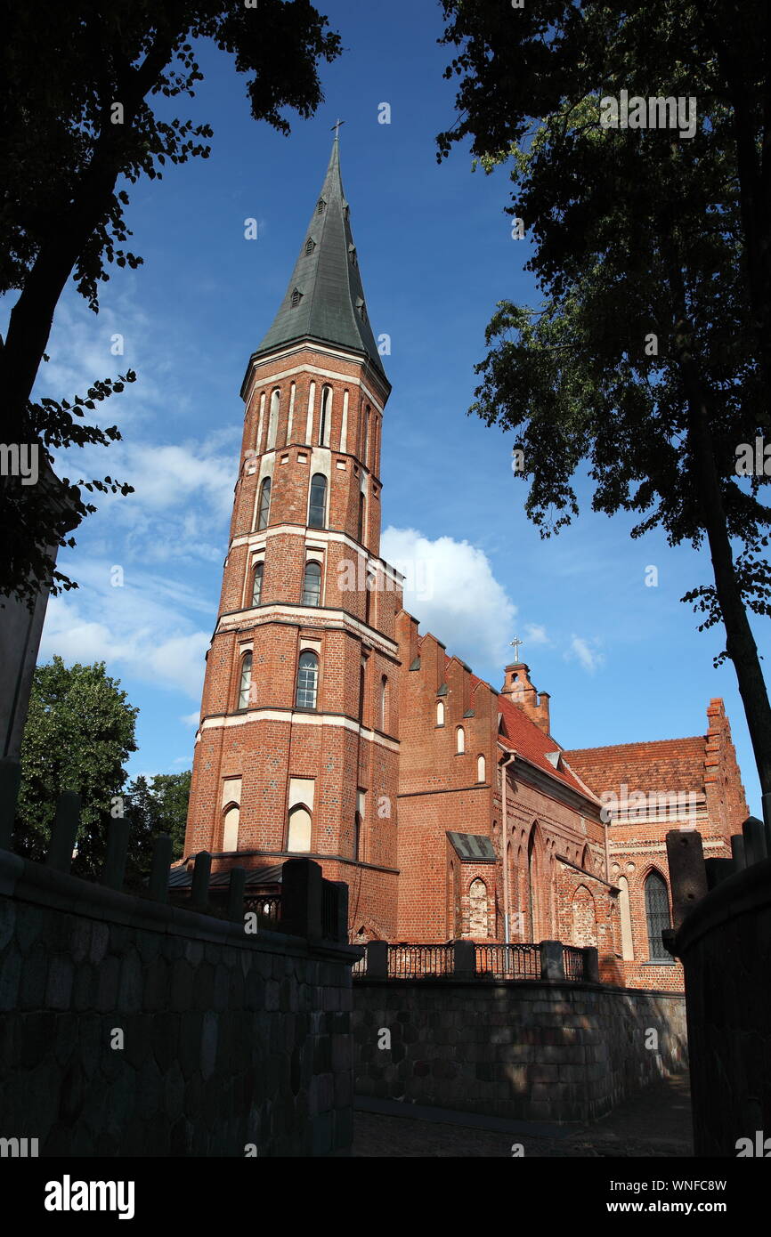 Vytautas Church, Kaunas, Lithuania; red-brick Church built in the 15th.Century by the Franciscans. Stock Photo