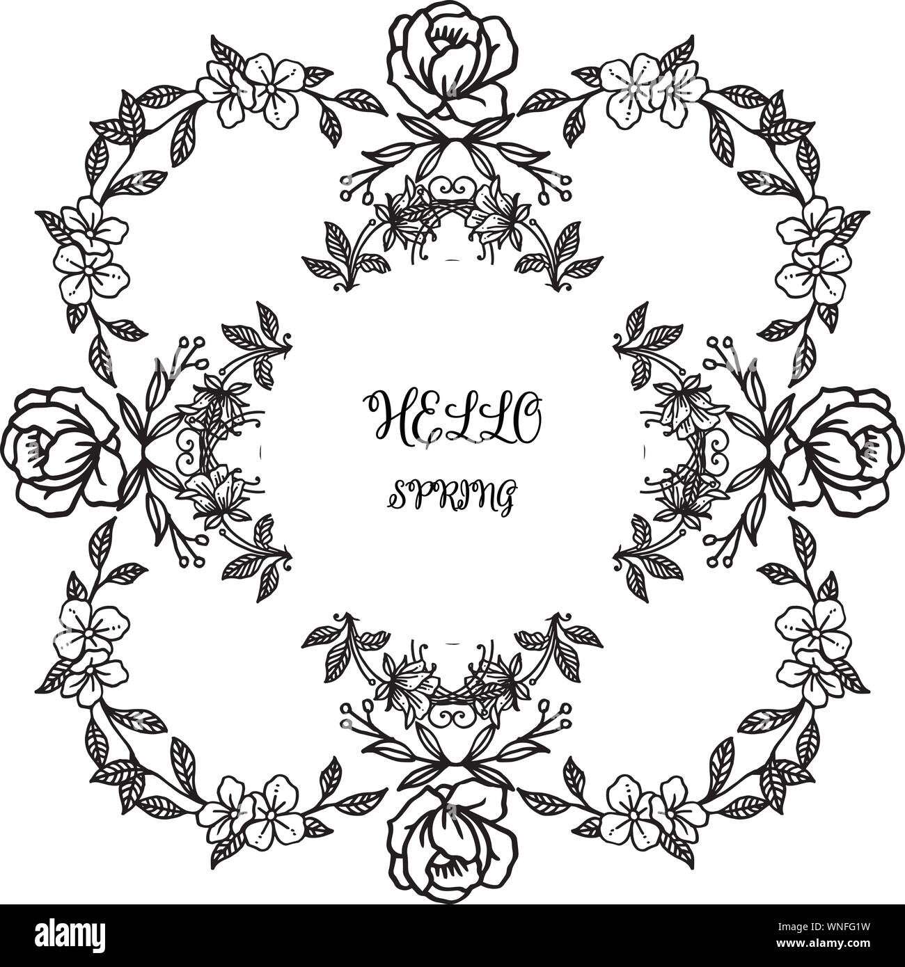 Pattern wallpaper of card hello spring, with decoration art of leaf ...