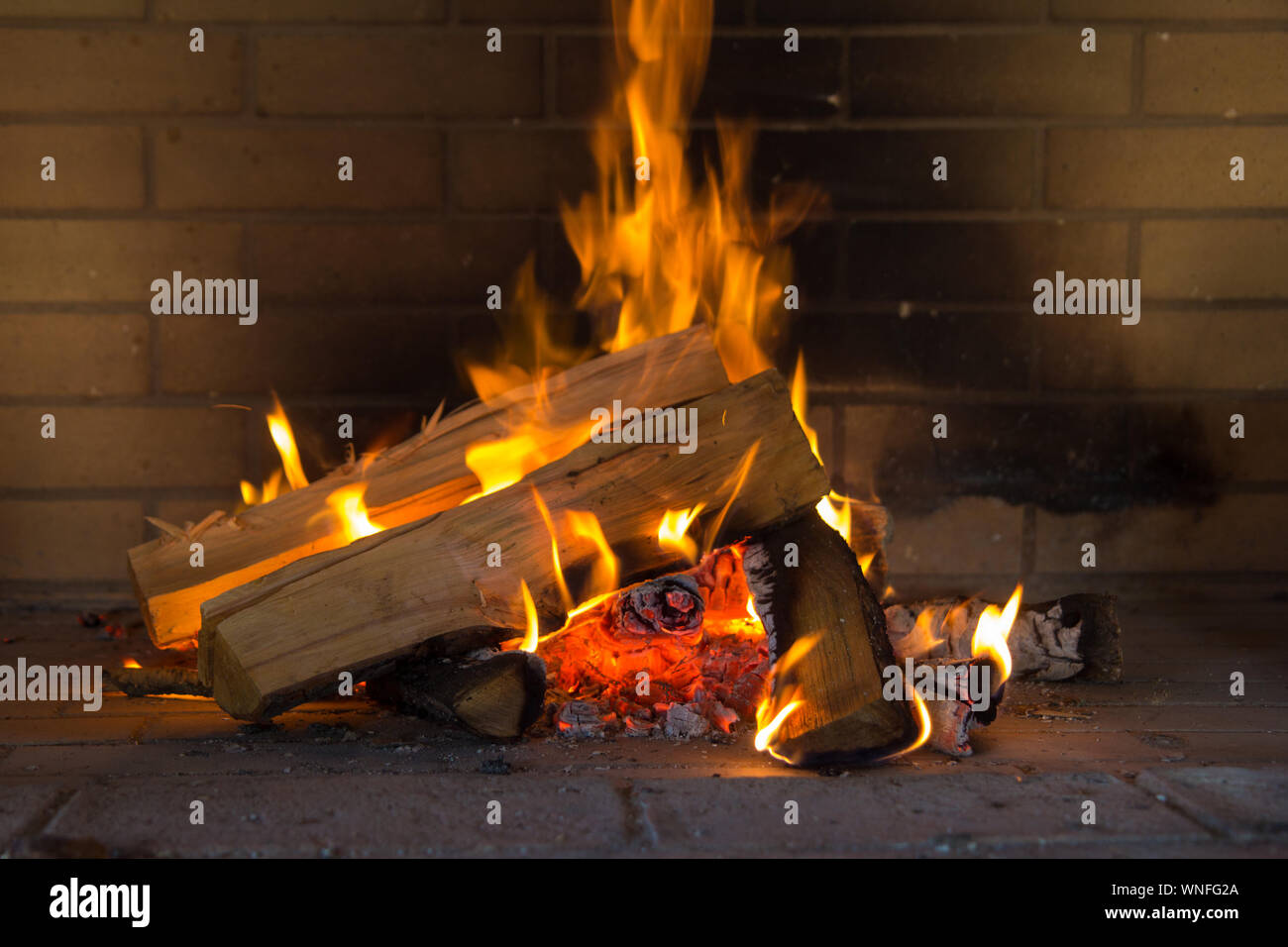 Natural fire in fireplace winter hi-res stock photography and images ...