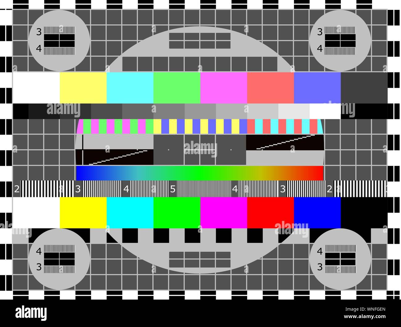 Television test card or pattern. TV Resolution test charts Stock Vector