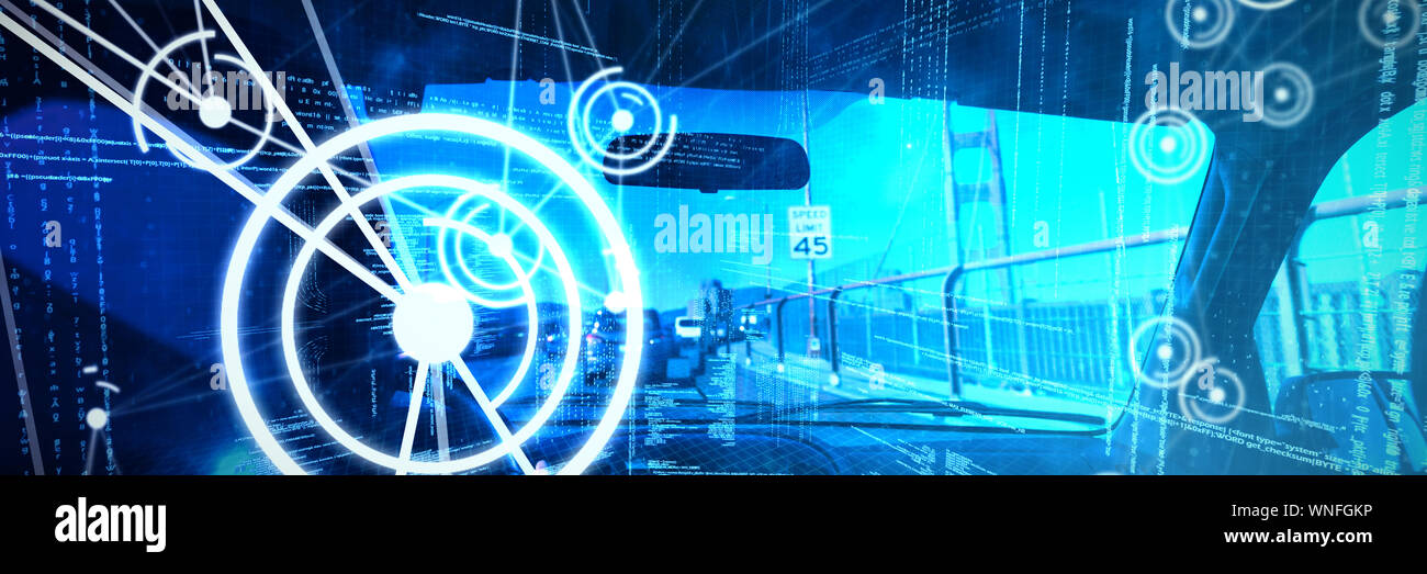 Composite image of binary codes and lines Stock Photo