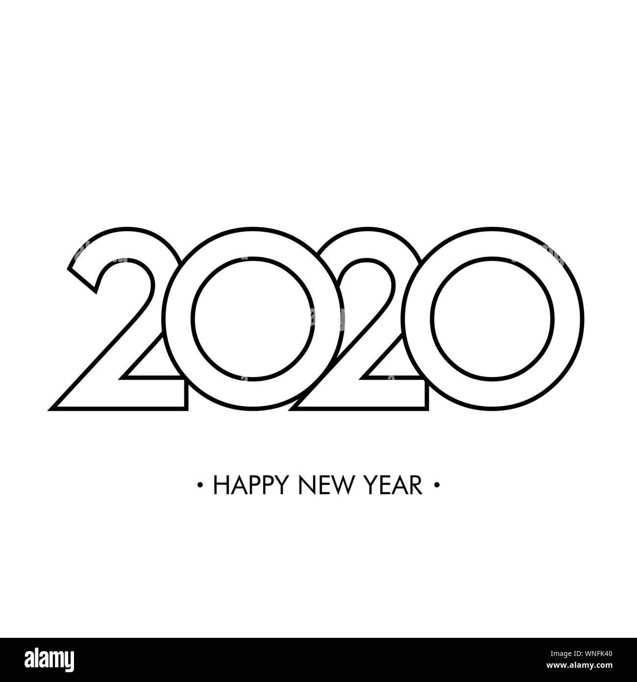 Happy New Year 2020 Text Design logo, Vector illustration Stock Vector