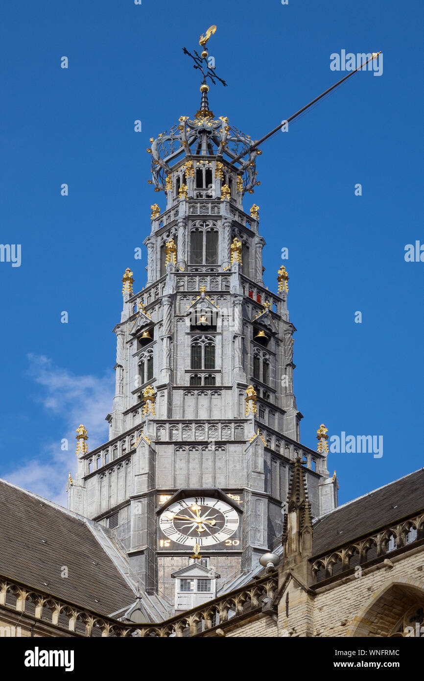 Netherlands, North Holland, Haarlem, Grote Kerk tower Stock Photo