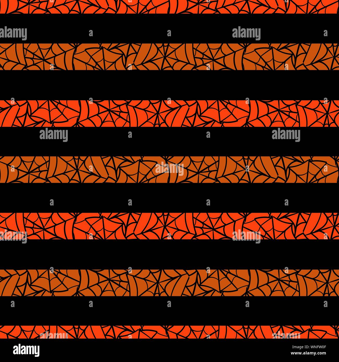 seamless vector pattern with orange stripes and spiderweb texture Stock Vector