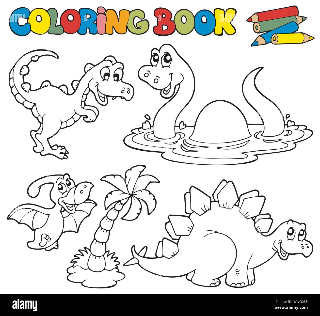 Coloring book with dinosaurs 1 Stock Vector Image & Art - Alamy