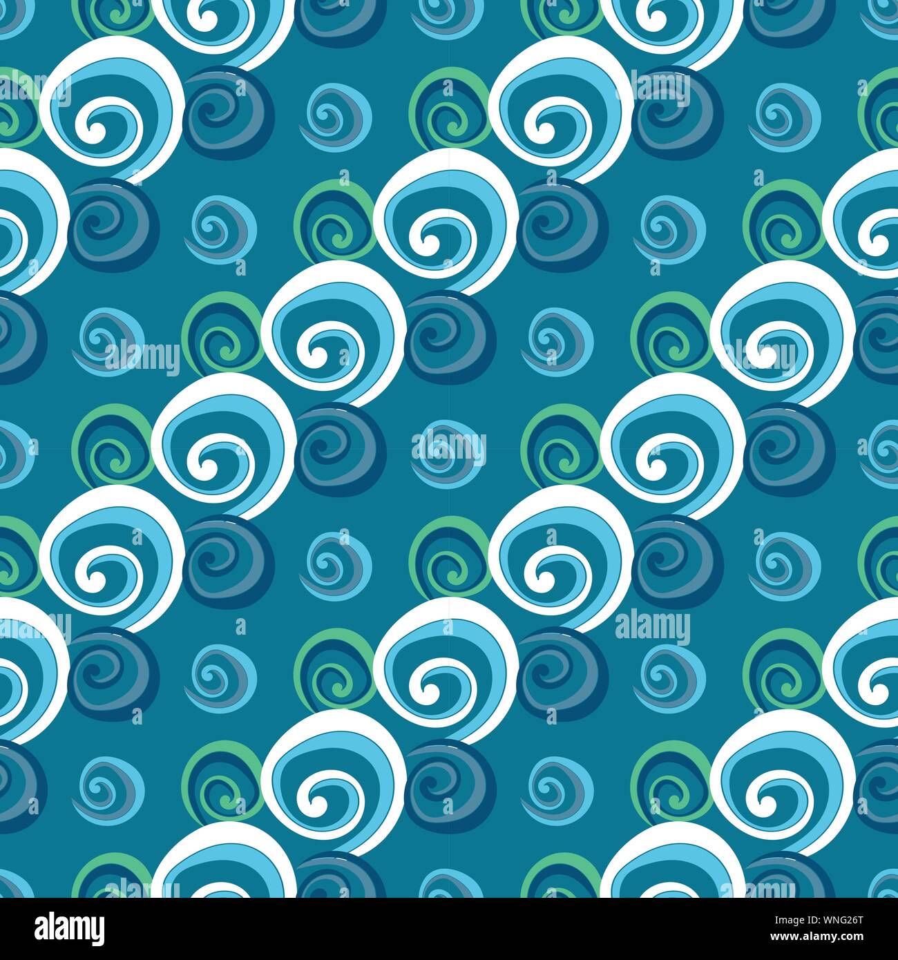 seamless vector pattern with diagonal stripes formed by shell shaped spirals Stock Vector