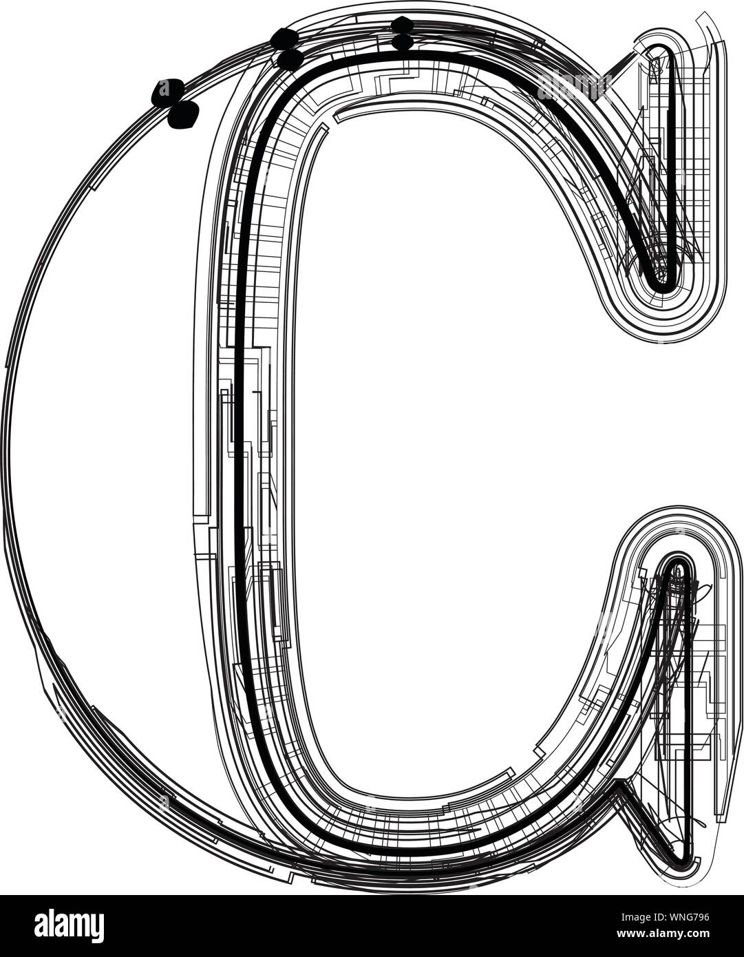 technological font. LETTER C Stock Vector Image & Art - Alamy