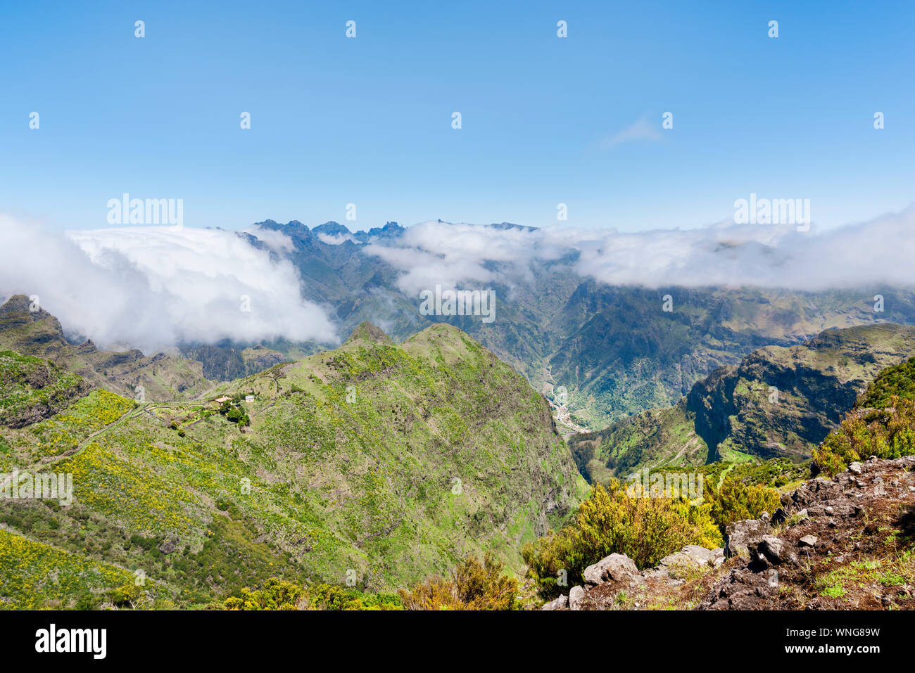 Mountain  landscape in central Madeira Stock Photo