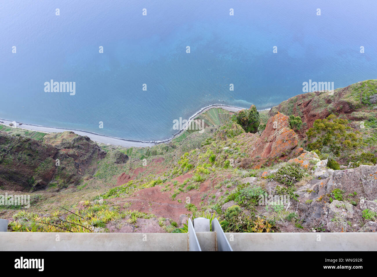 View of the coast from Cabo Girão a high cliff in Madeira Stock Photo