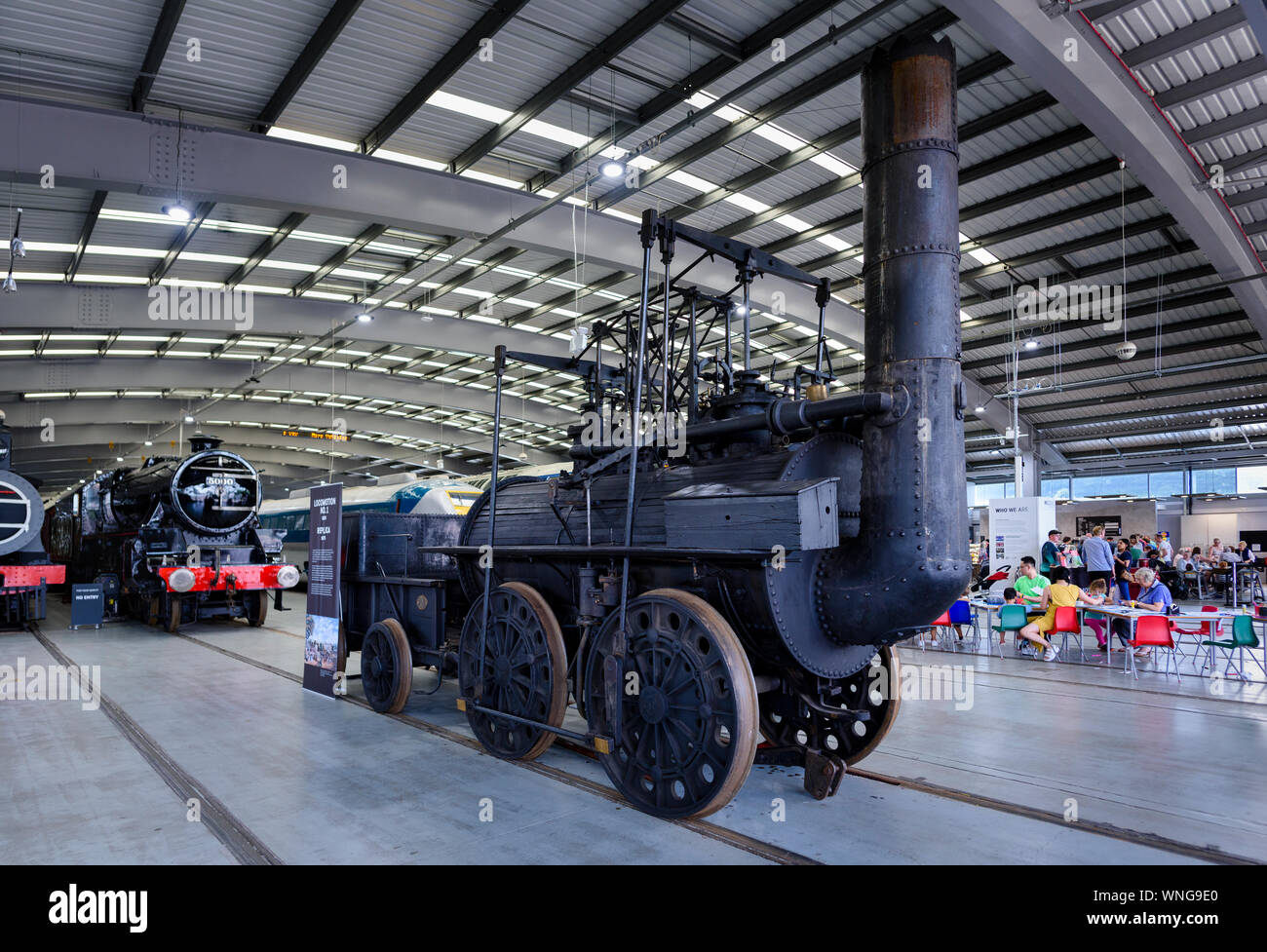 Locomotion No 1 replica early steam locomotive at the National Railway Museum in Shildon Stock Photo