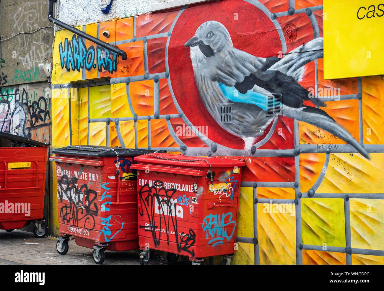 London Road, Brighton ,UK, 09/06/2019 Street art on shop wall over