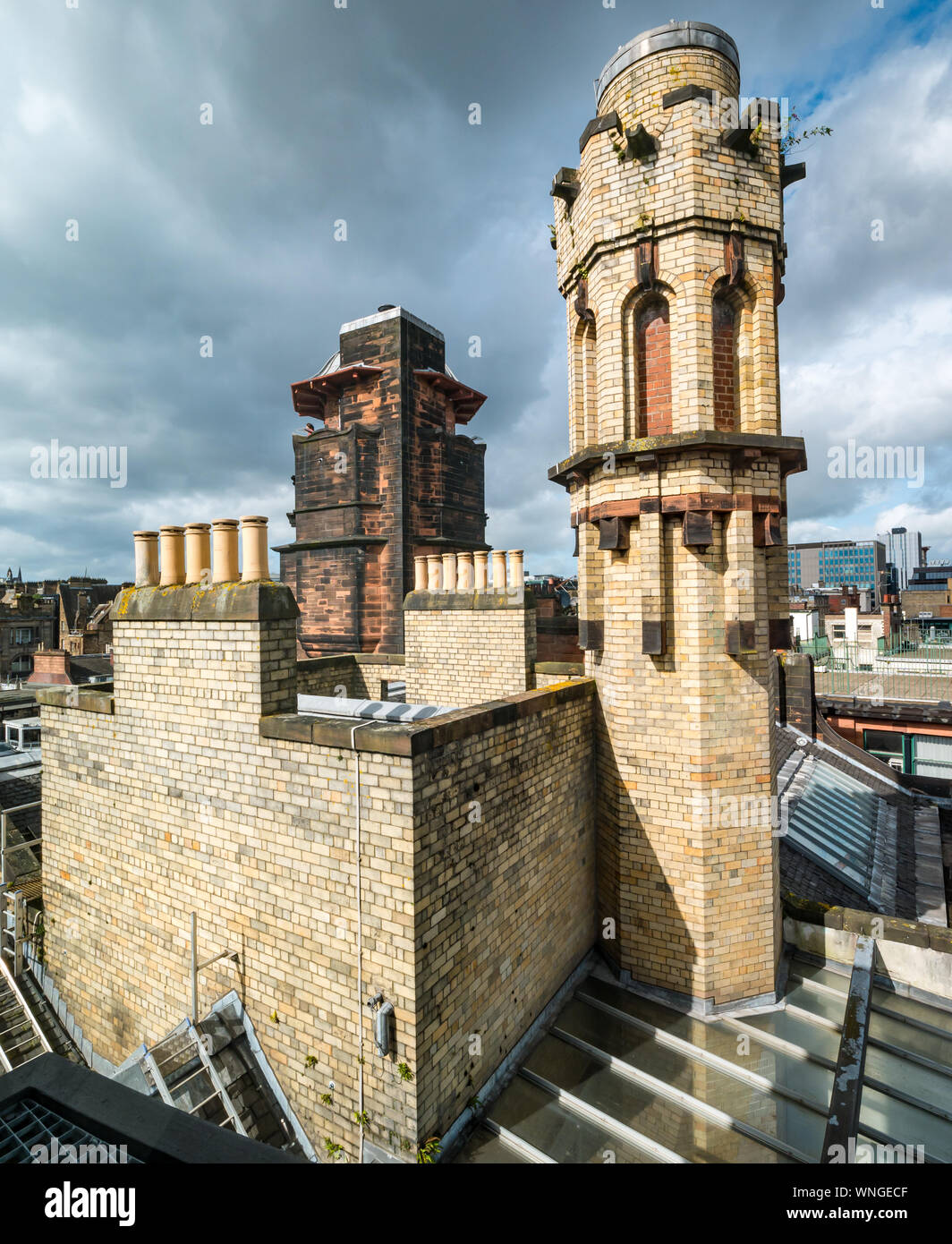 Glasgow Herald building  rooftop by Charles Rennie Mackintosh, now The Lighthouse, Glasgow, Scotland, UK Stock Photo