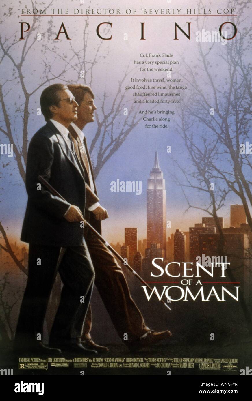 Scent of a Woman  Year: 1992 USA Director: Martin Brest Al Pacino, Chris O'Donnell Movie poster (USA) Stock Photo