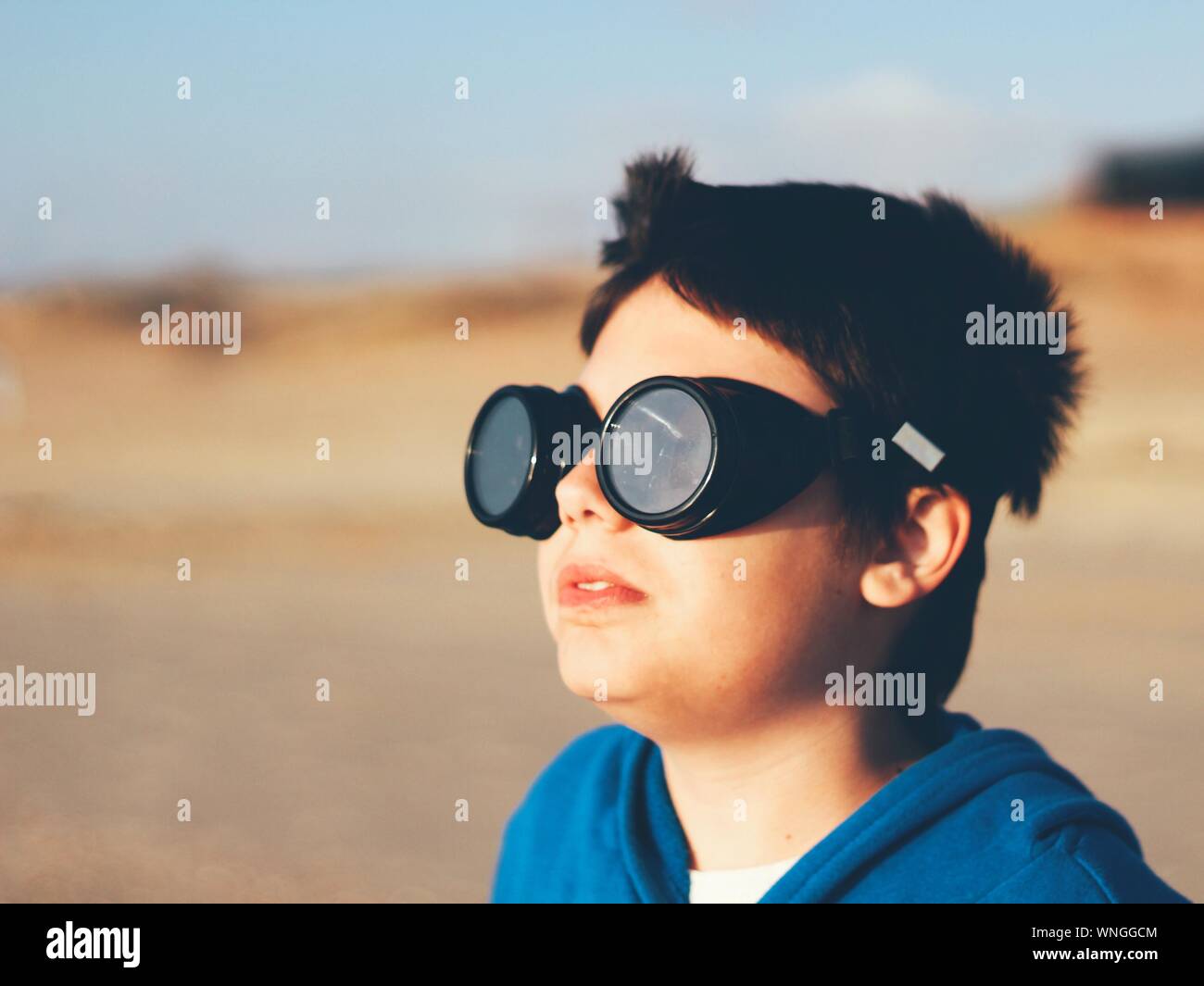 Portrait Of Boy Wearing Goggles Stock Photo Alamy