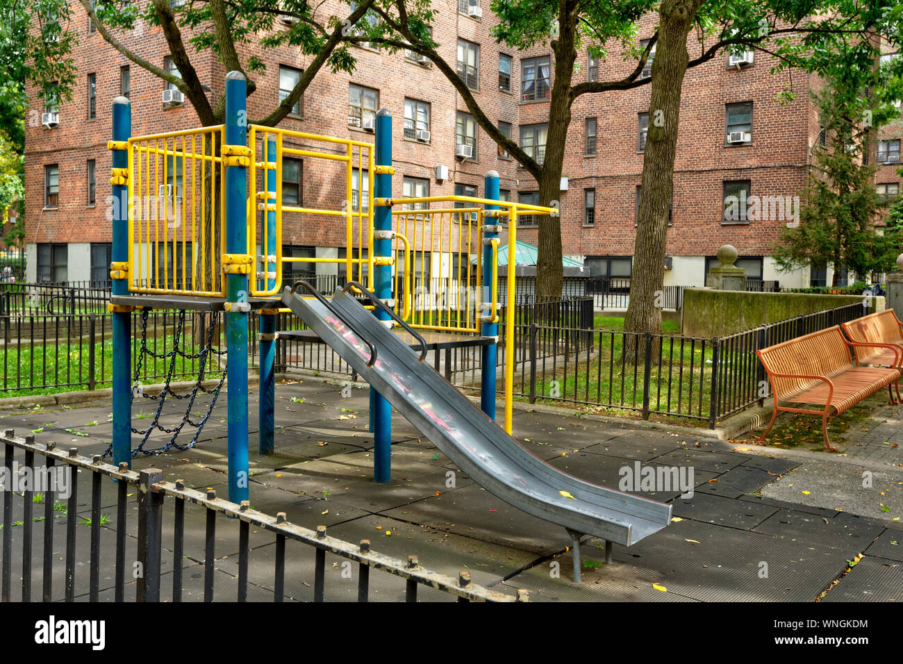 Playground within housing project in America Stock Photo