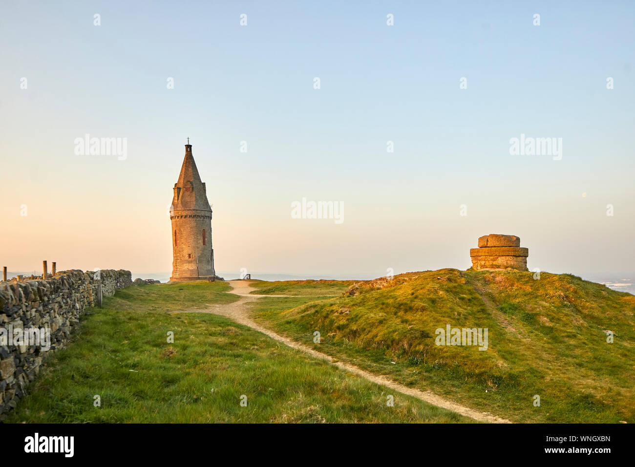 Tameside landmarks, circular Hartshead Pike Tower Grade II listed ...