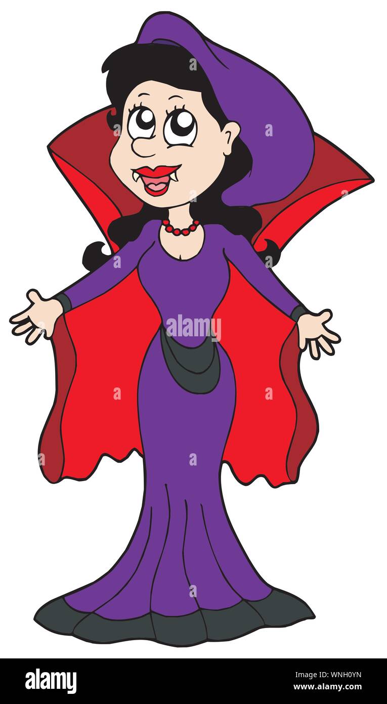 Cute Vector Halloween Characters Vampire Lady Dracula And