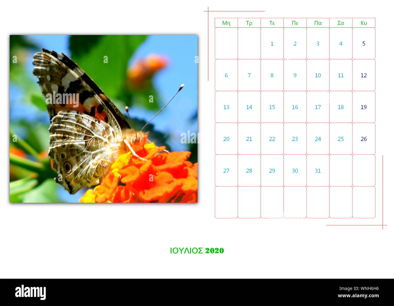 calendar of 2020 per mont with 12 photos with flowers Stock Photo Alamy