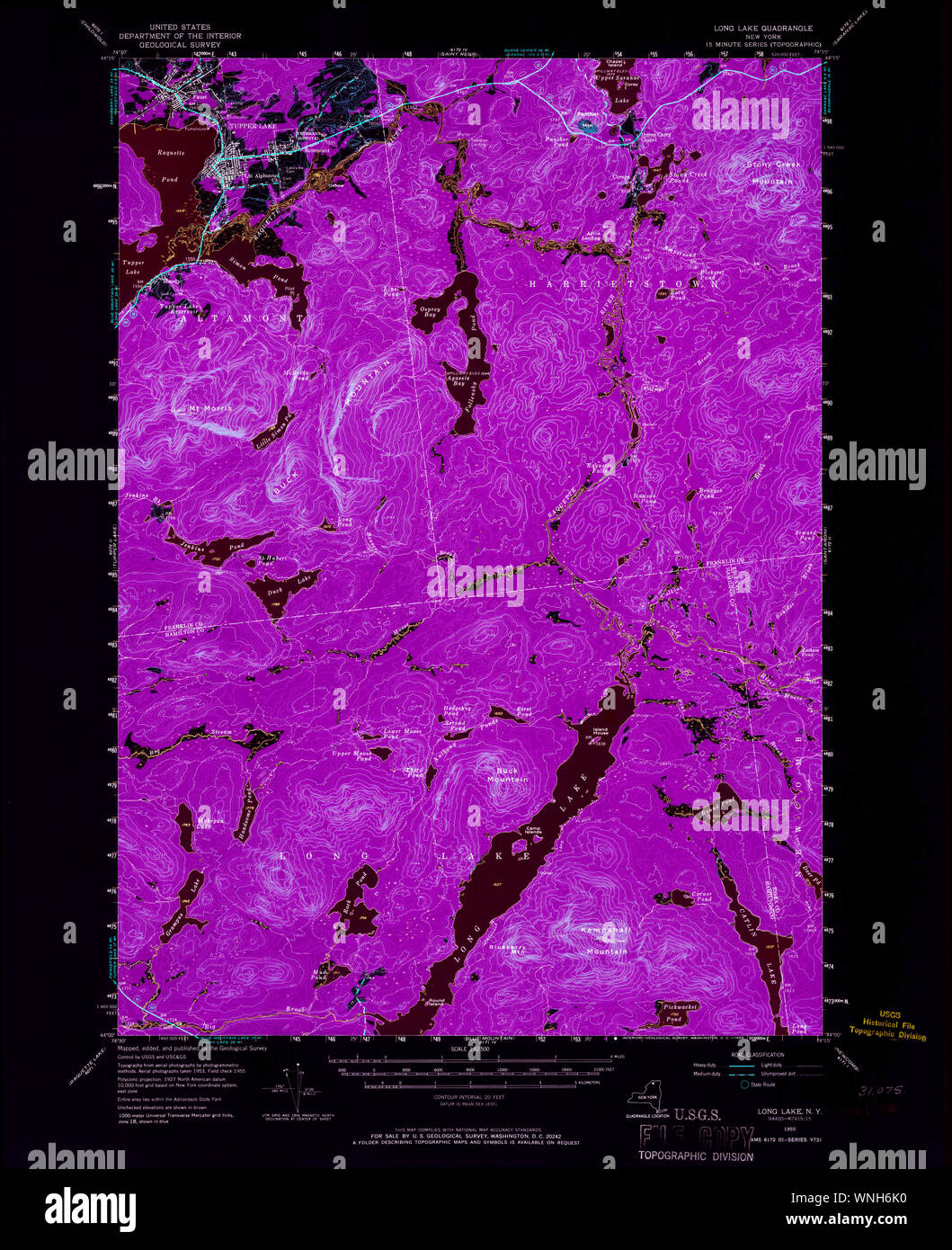 New York NY Long Lake 130345 1955 62500 Inverted Restoration Stock