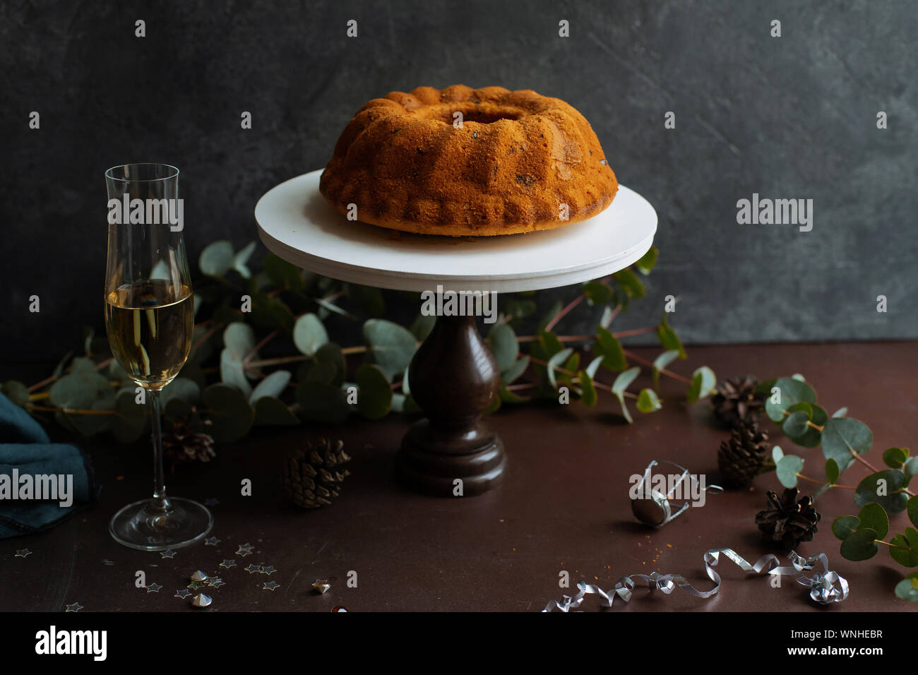Festive bundt cake with dates and salted caramel. Sticky toffee pudding