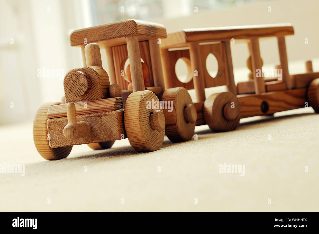 handmade wooden trains