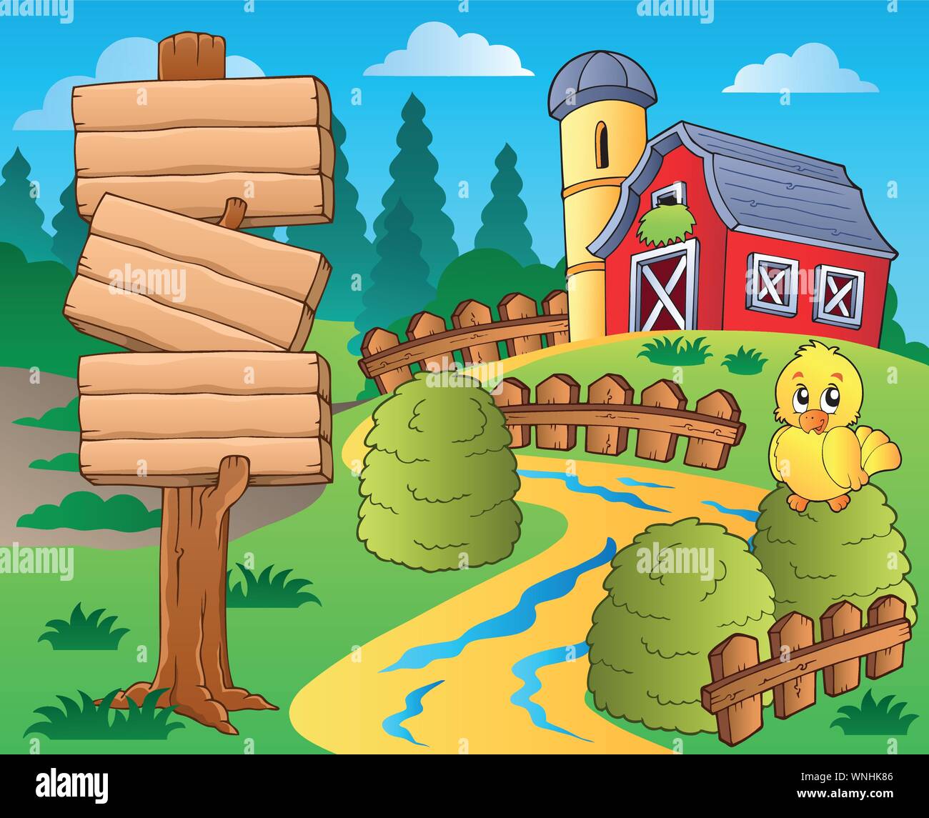 Farm theme with red barn 1 Stock Vector Image & Art - Alamy
