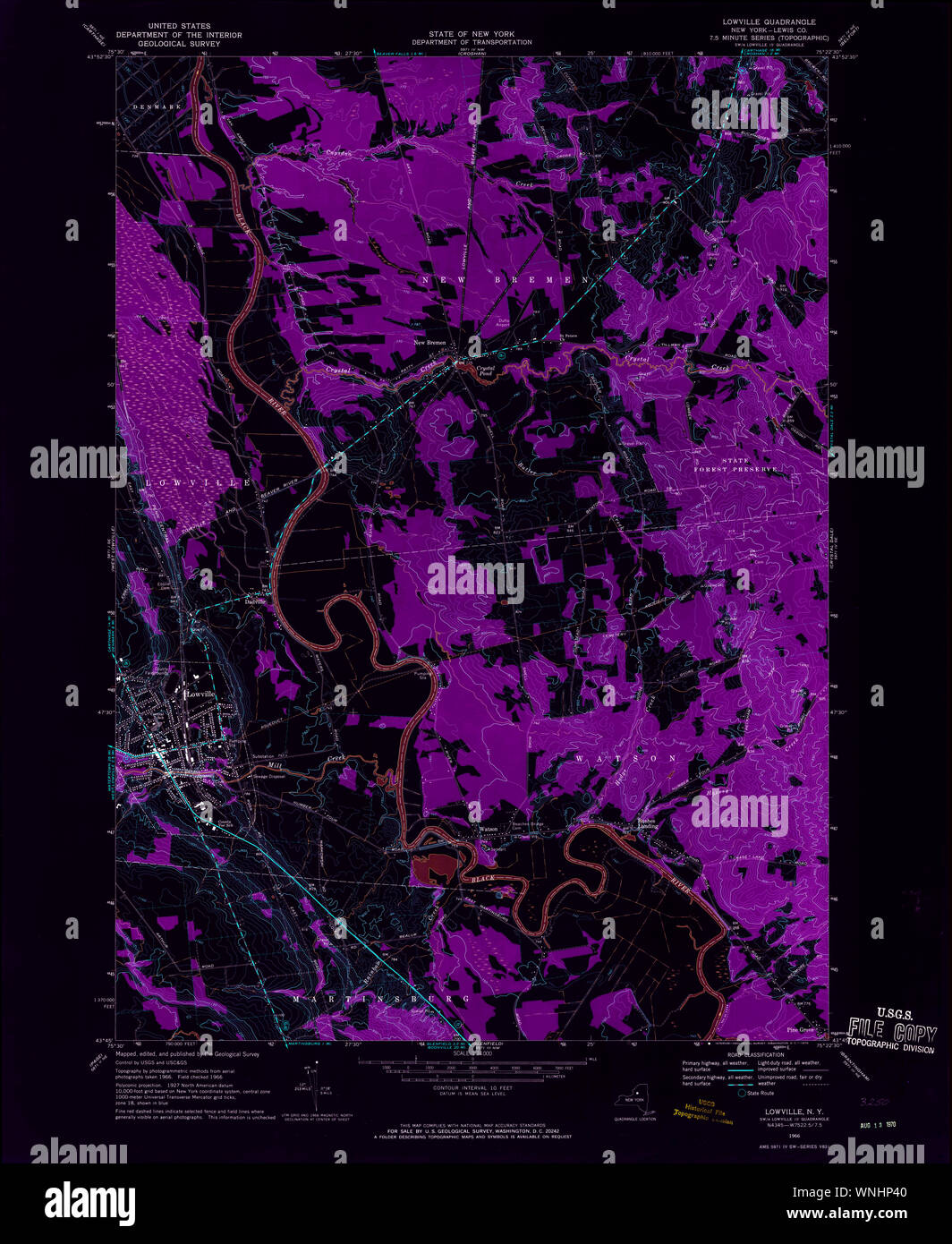 New York NY Lowville 130369 1966 24000 Inverted Restoration Stock Photo