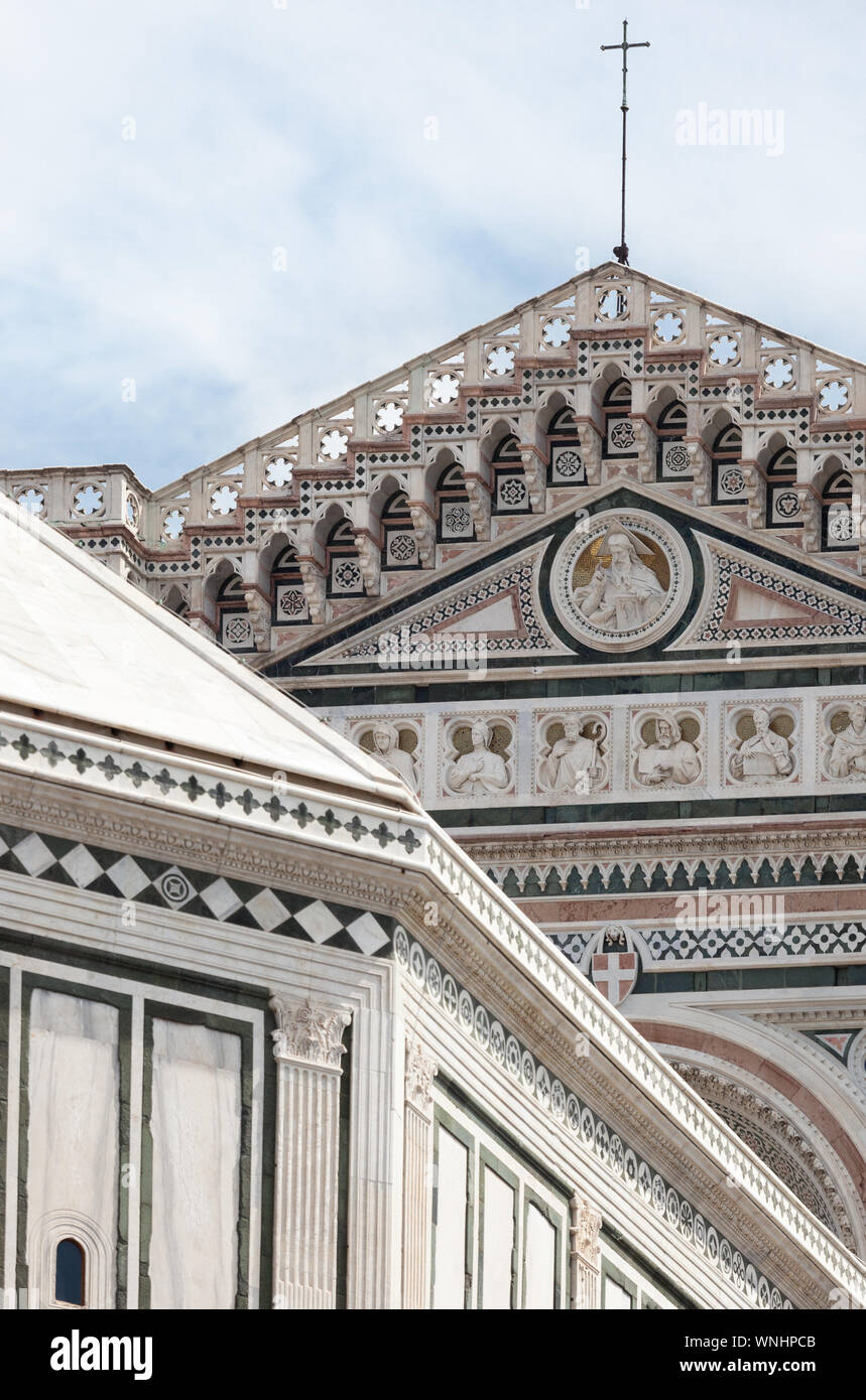 Detail of Duomo di Firenze, Florence, Italy. Baptistery of St. John, Cathedral. Stock Photo