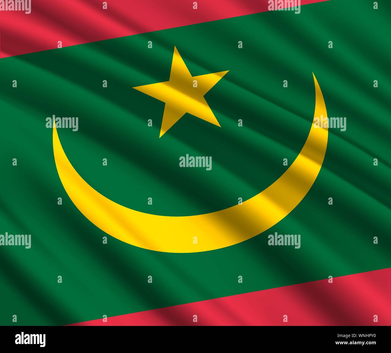Background with 3d waving flag of Mauritania Stock Vector Image & Art ...