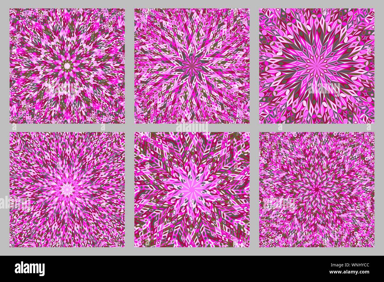 Tiled mosaic background design set - psychedelic circular vector illustration Stock Vector