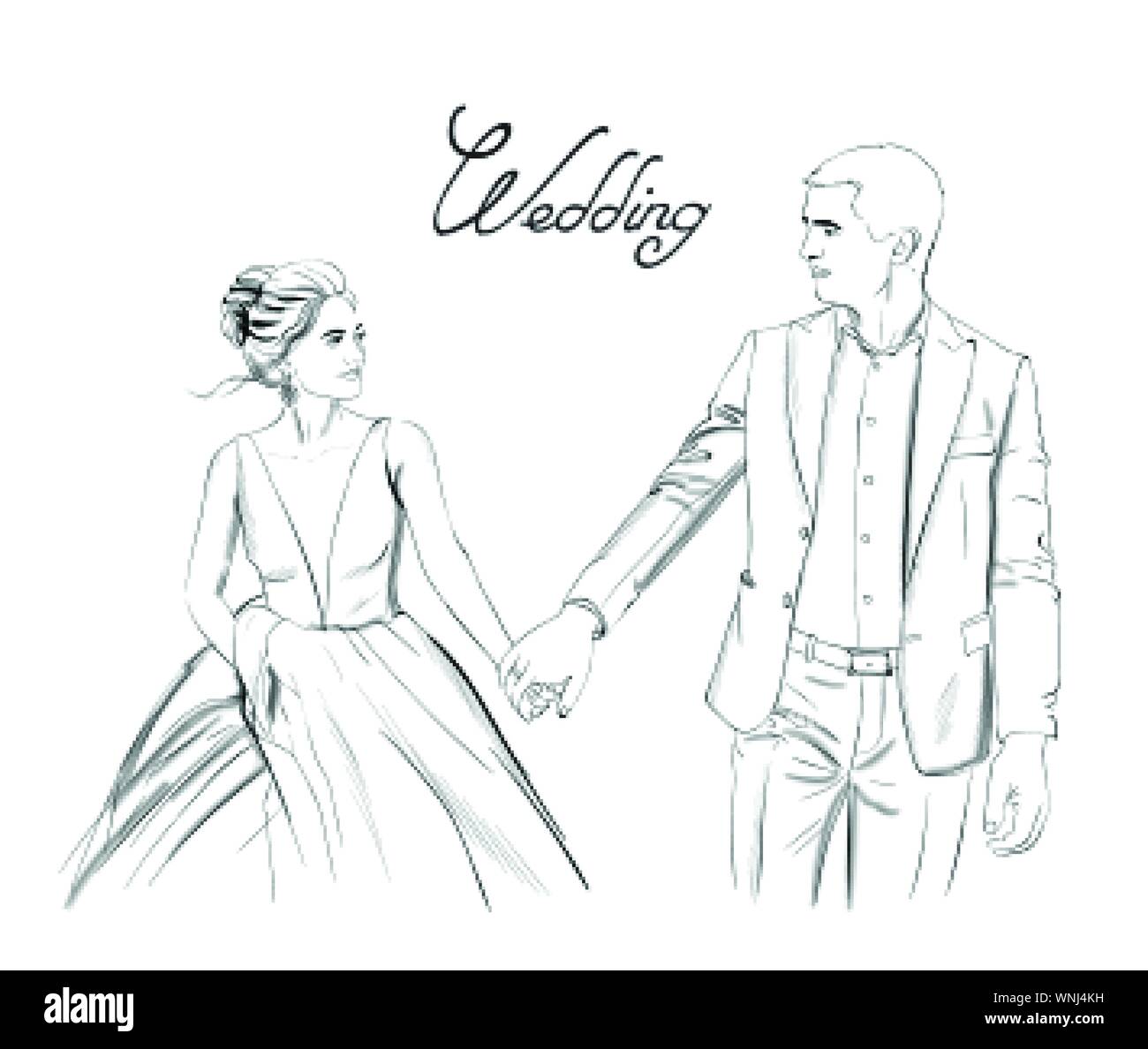 elegant couple wedding flowers decoration vector illustration sketch Stock  Vector Image & Art - Alamy