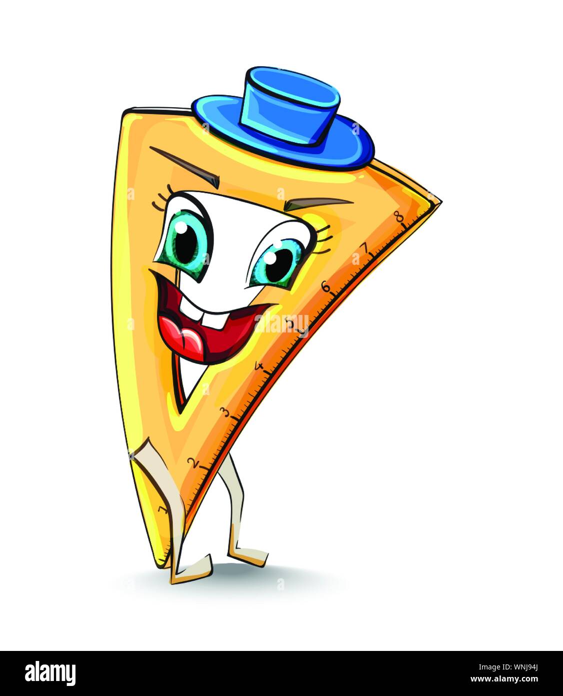 Ruler triangle funny character smiling Vector. School supplies item ...