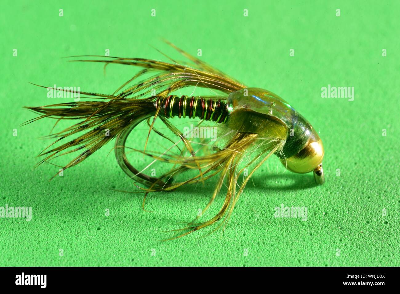 Twin coloured Copper John trout fly Stock Photo Alamy