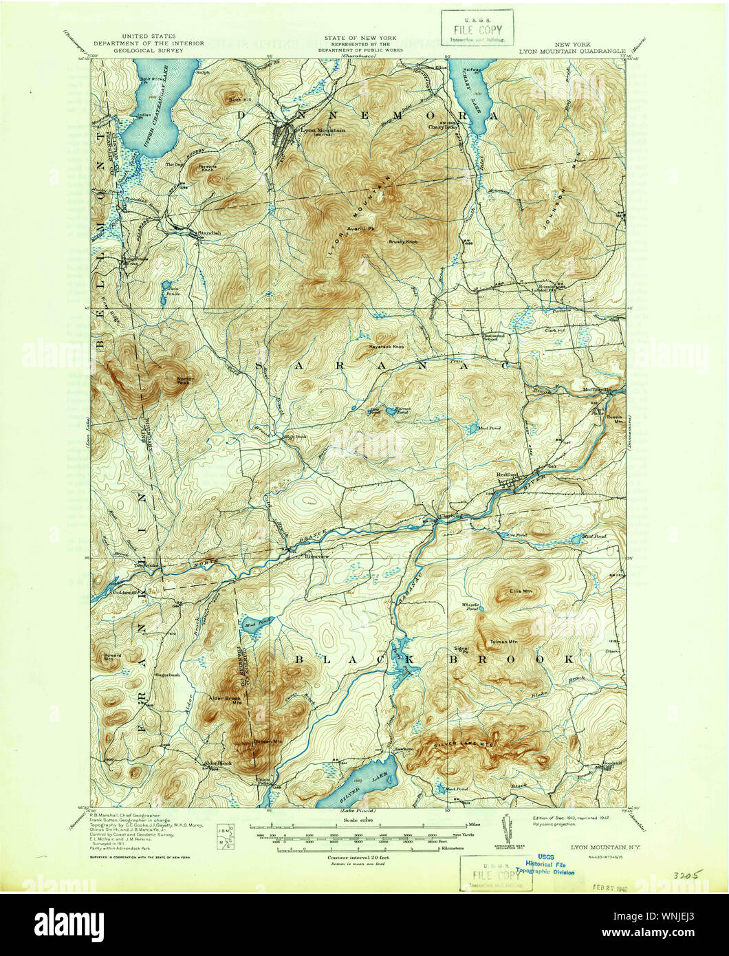 New York NY Lyon Mountain 130398 1913 62500 Restoration Stock Photo Alamy