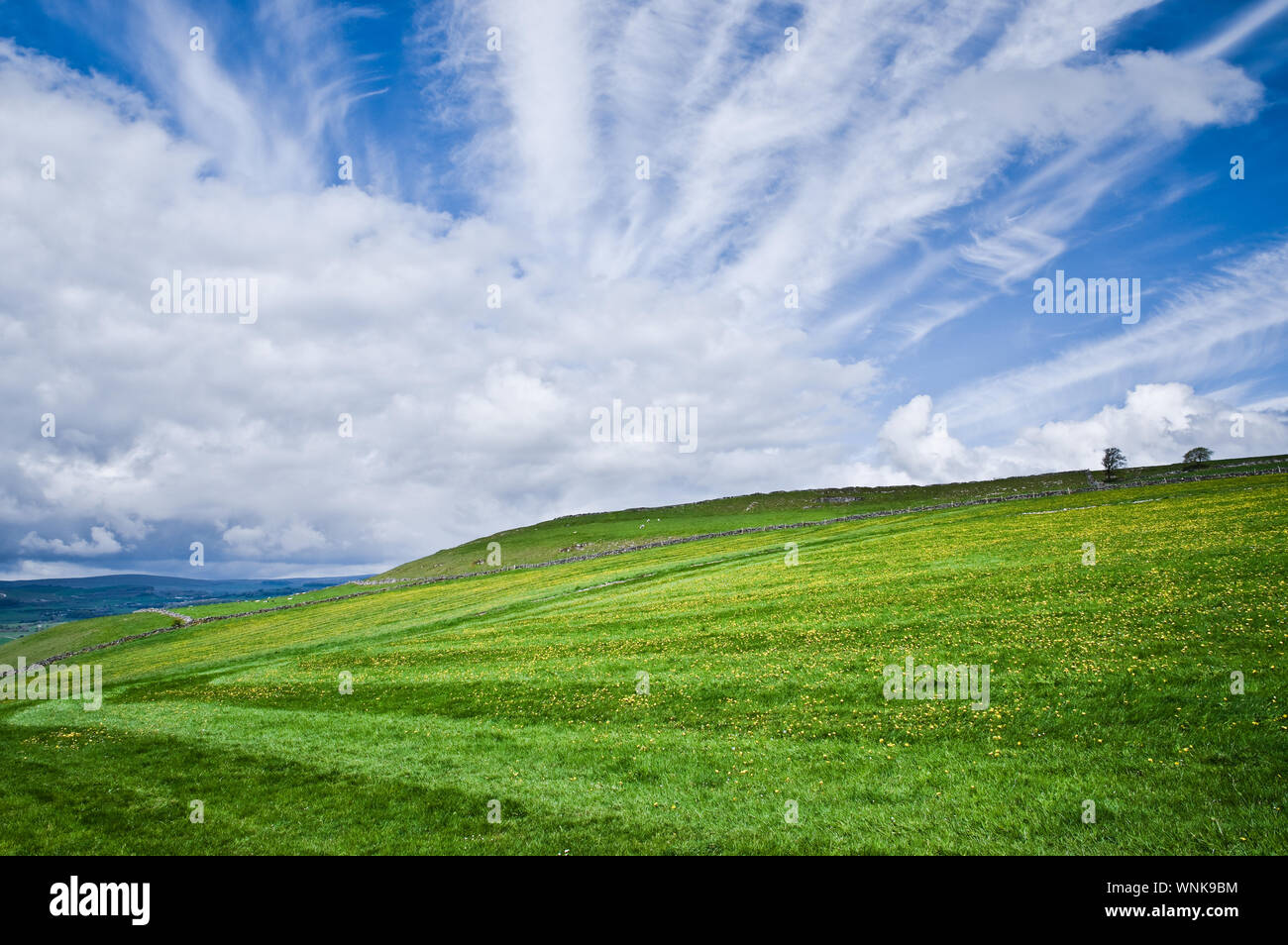 A sweeping landscape in the hills of the Peak District, England Stock