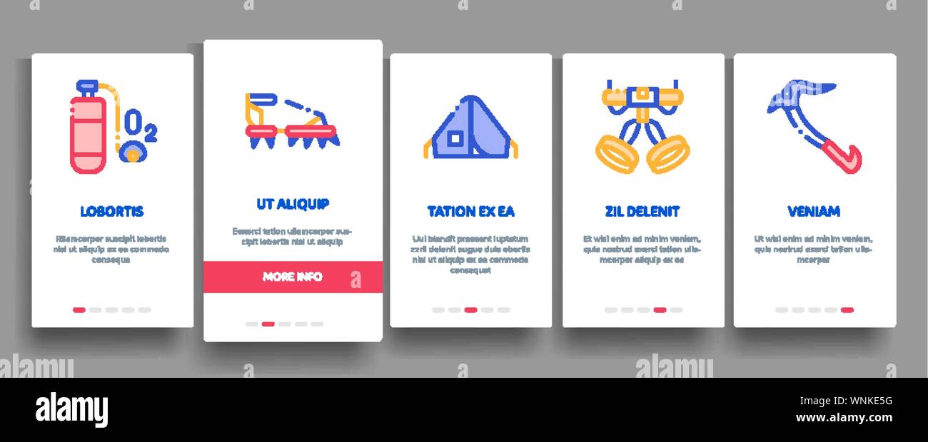 Alpinism Elements Vector Onboarding Stock Vector