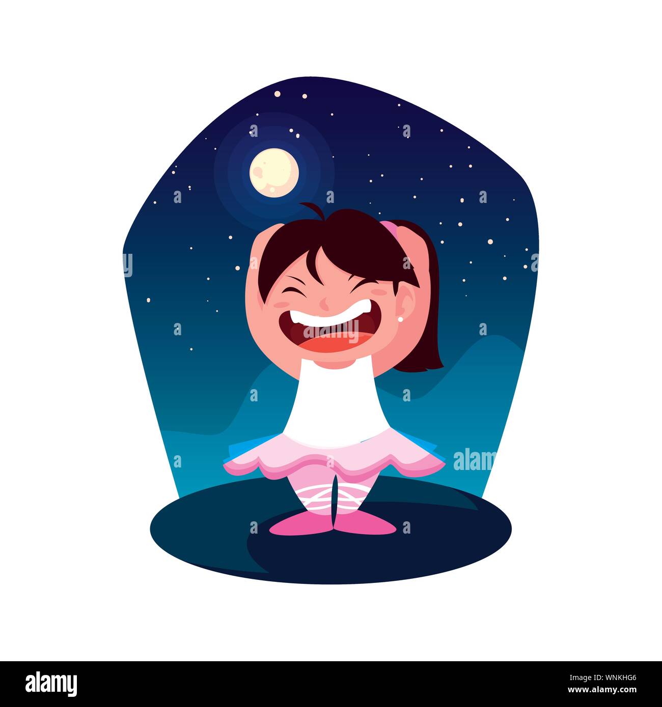 happy girl in halloween ballerina costume vector illustration Stock Vector