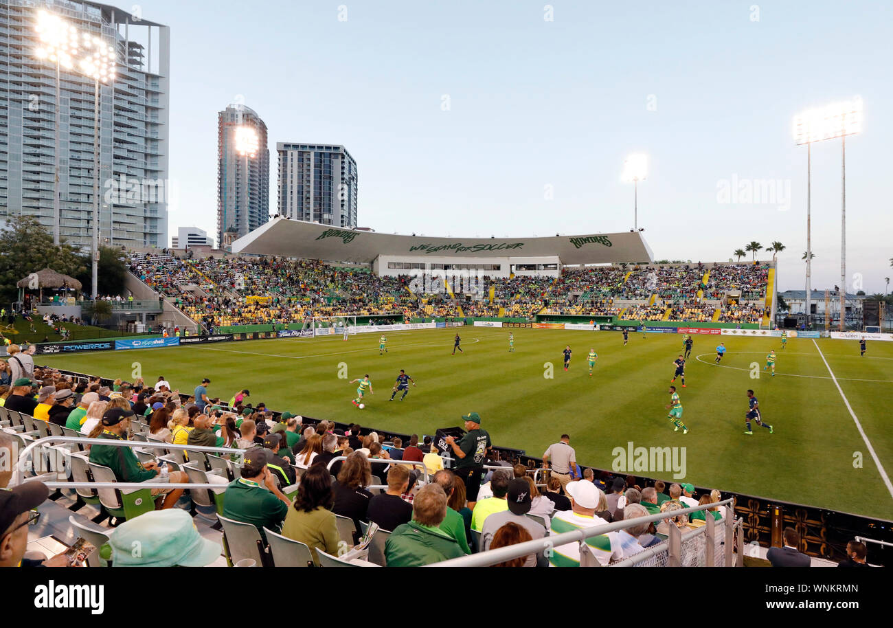The Tampa Bay Rowdies match against the Bethlehem Steel at Al Lang Field. Stock Photo