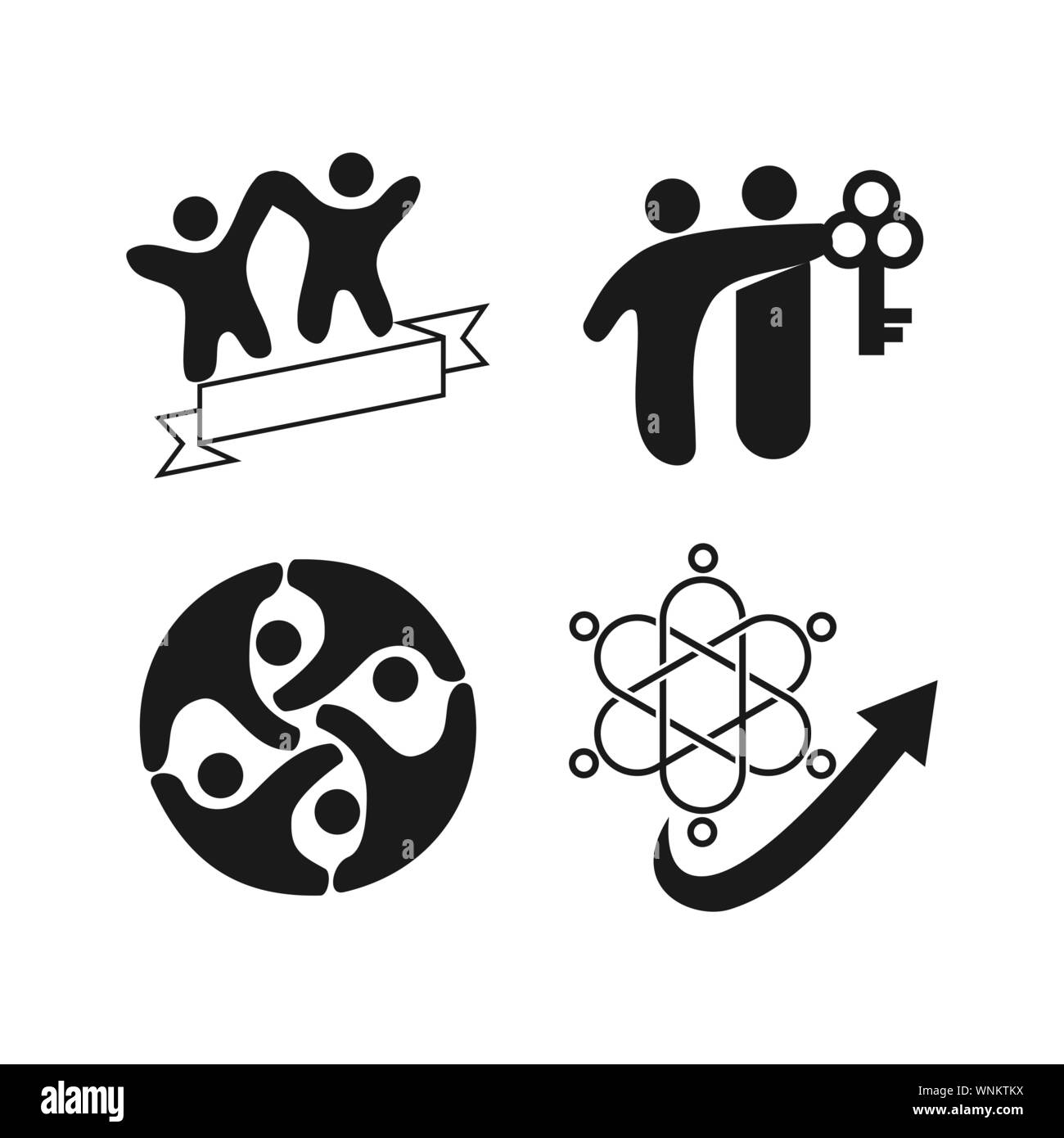 Commitment Teamwork Together Business Black Logo Illustration Vector ...