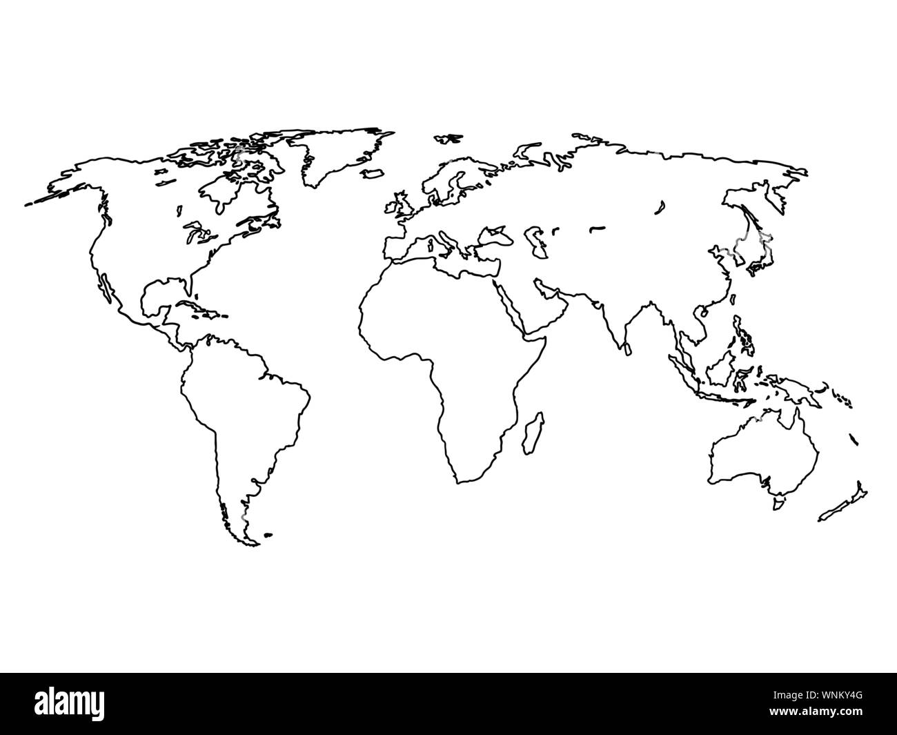 Line drawing world map hi-res stock photography and images - Alamy