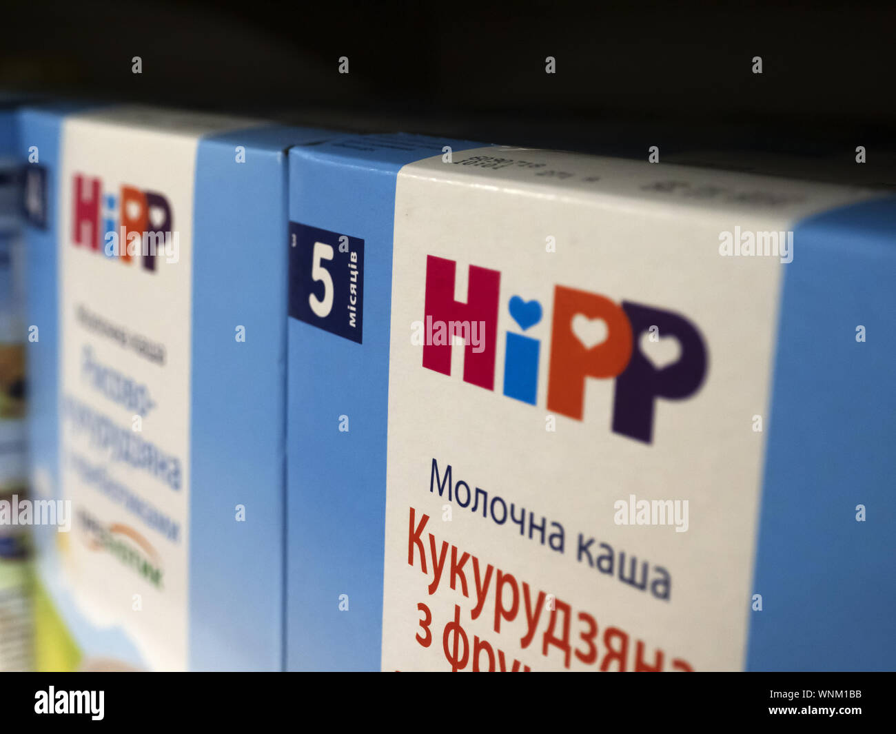 Kiev, Ukraine. 2nd Sep, 2019. Buckwheat HiPP milk porridge with prebiotics infant formula on a store shelf. Credit: Igor Golovniov/SOPA Images/ZUMA Wire/Alamy Live News Stock Photo